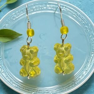 Handcrafted Yellow Gummy Bear Earrings
